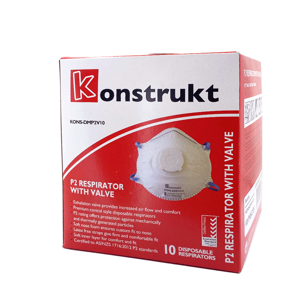 KONSTRUKT P2 RESPIRATOR WITH VALVE ( BOX OF 10) 